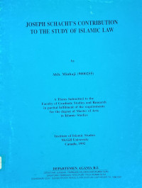 Image of Tesis: Josep schact's contribution to the study of islamic law
